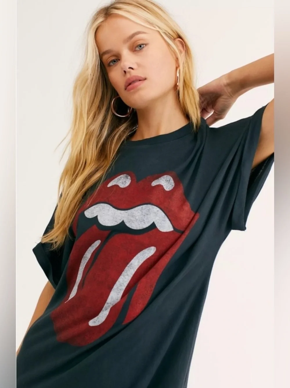 Daydreamer for Free People Rolling Stones 89 Rolled Sleeve Maxi Top Dress - Picture 9 of 10